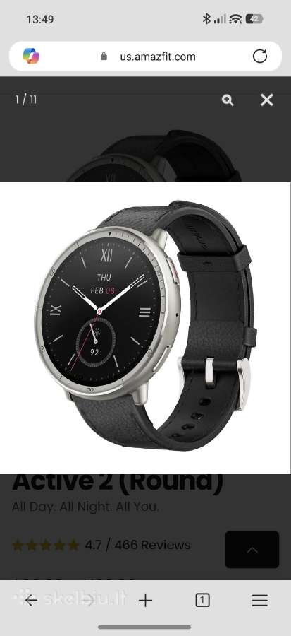 Amazfit Active 2 Premium Black Leather naujas - nuotraukos Nr. 3