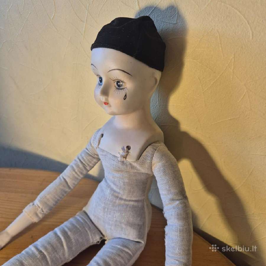 Vintažinė porcelianinė lėlė Pierrot (Pjero / Liūdn - nuotraukos Nr. 7