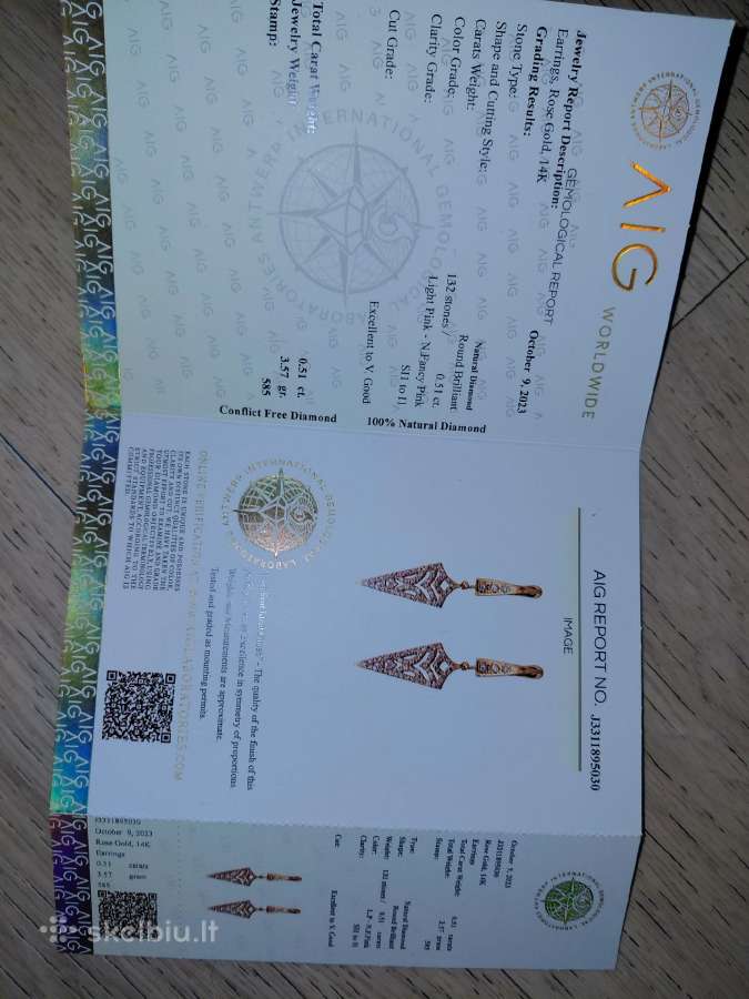 Prabangūs auskarai su rožiniais deimantais - nuotraukos Nr. 13