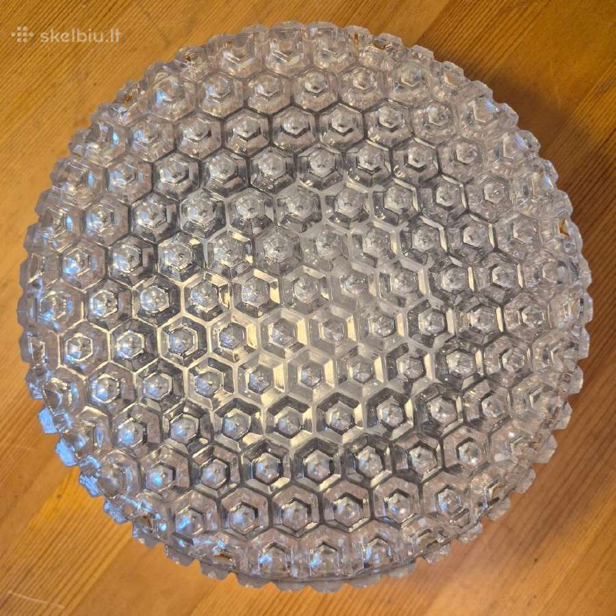 Vintažinis stiklinis lubinis šviestuvas (Ice Glass - nuotraukos Nr. 2