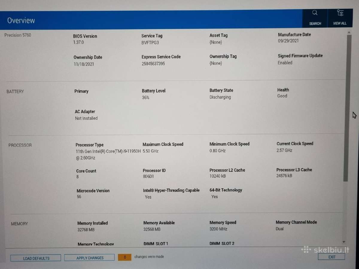 Dell Precision 5760 i9 17" Uhd+ Rtx - nuotraukos Nr. 10