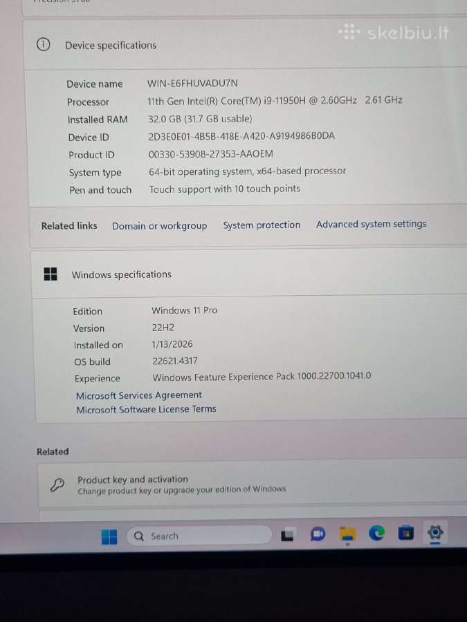 Dell Precision 5760 i9 17" Uhd+ Rtx - nuotraukos Nr. 11