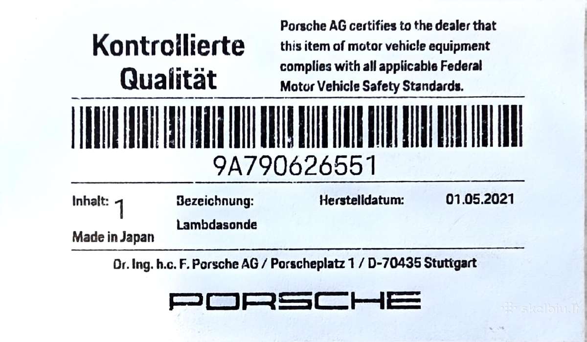Porsche Lambda zondas 9a790626551 - nuotraukos Nr. 2