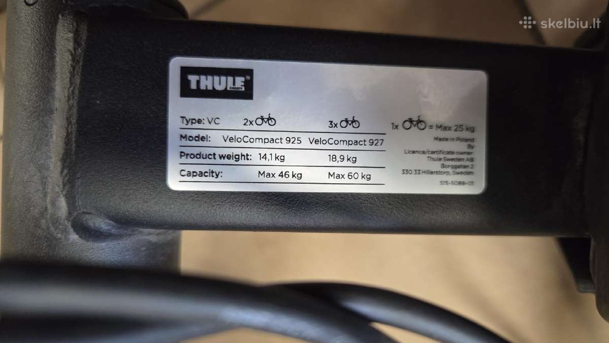 Dviračių laikiklis Thule Velocompact 3 dviračiams - nuotraukos Nr. 6
