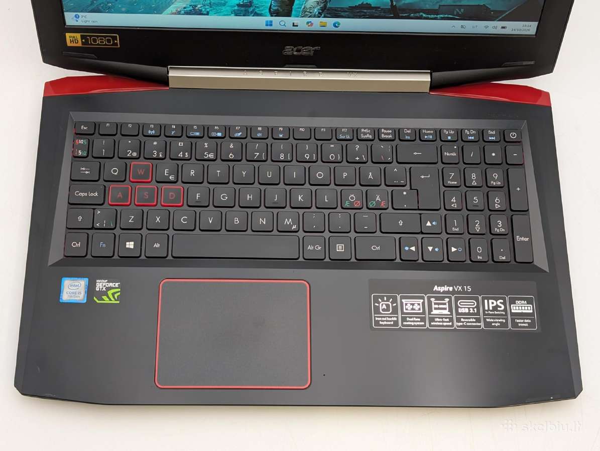 Acer Aspire Vx5 i5-7300hq 16/256gb Gtx1050 Ti 4gb - nuotraukos Nr. 4