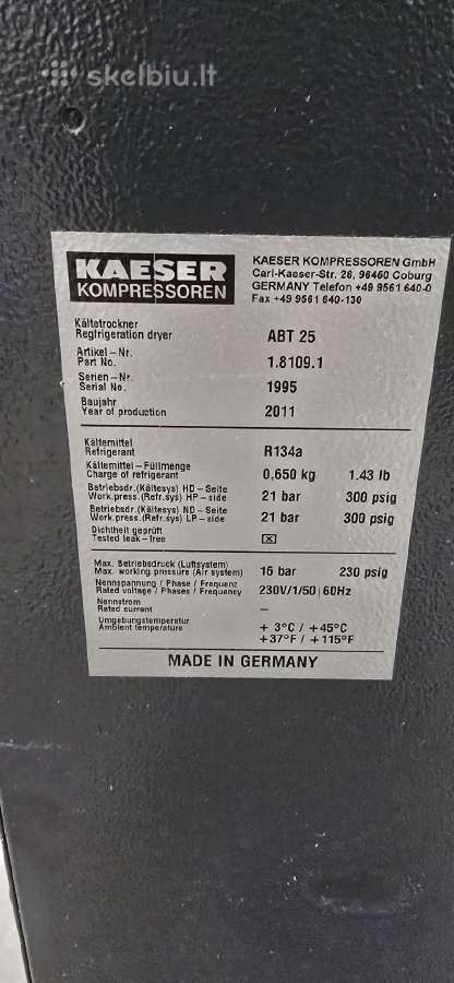 Kaeser Sk25t sraigtinis kompresorius su sausintuvu - nuotraukos Nr. 5