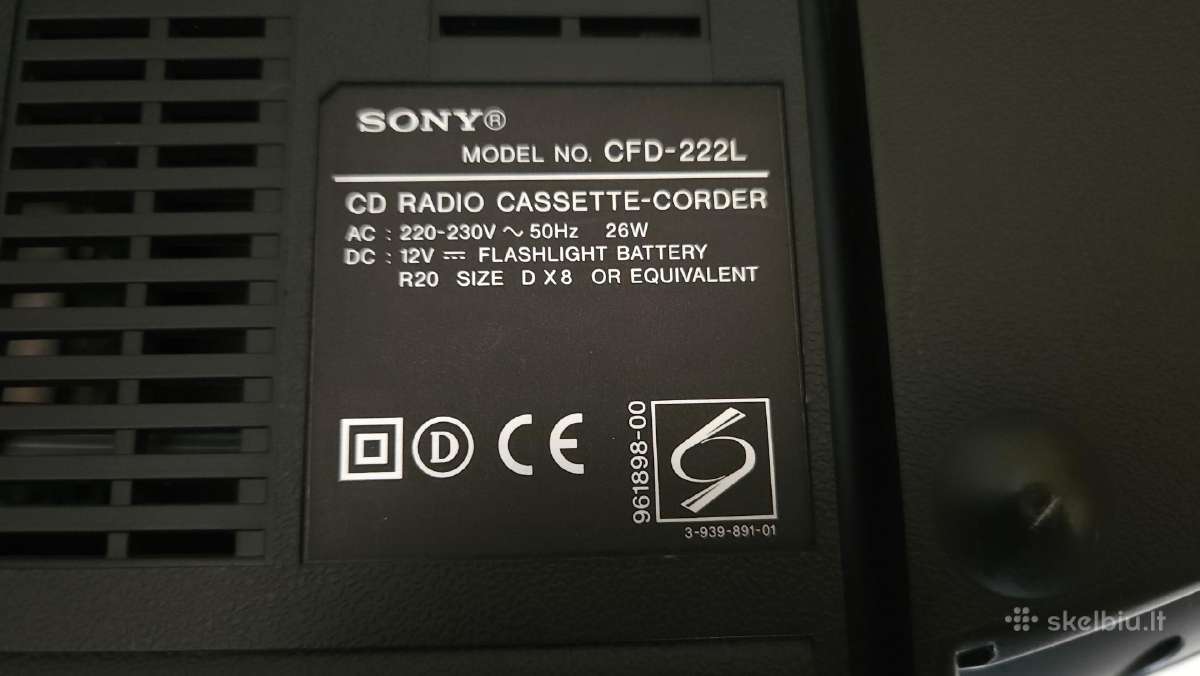 Magnetola Sony Cfd-222l - nuotraukos Nr. 8