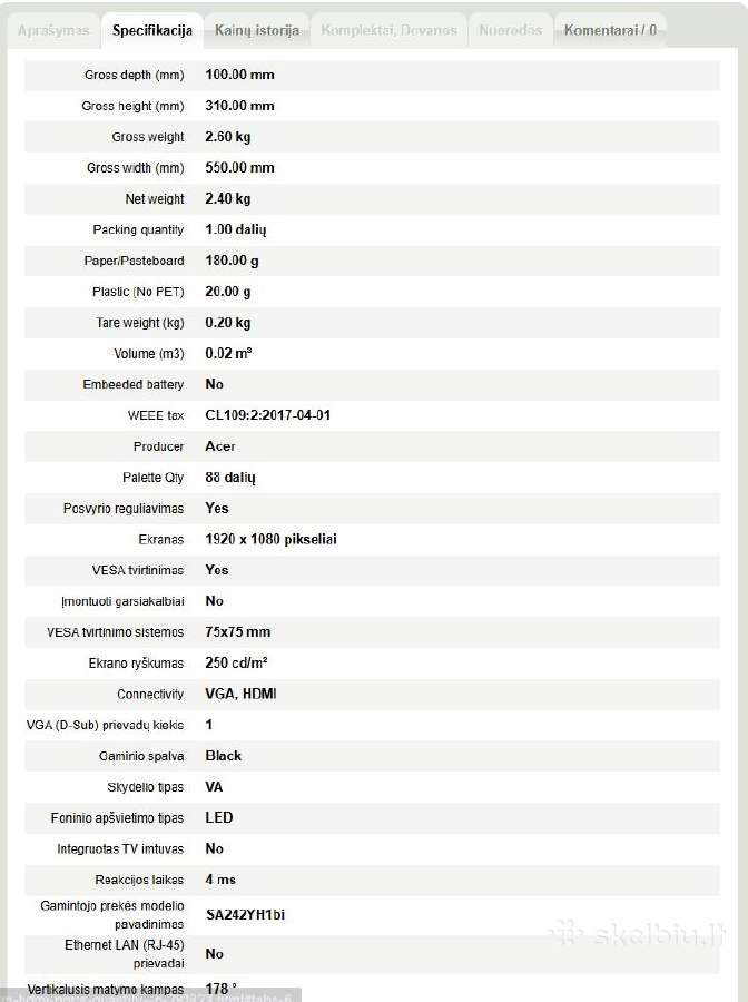 Acer 24 " Va 16:9 100 Hz 4 ms Full HD - nuotraukos Nr. 4