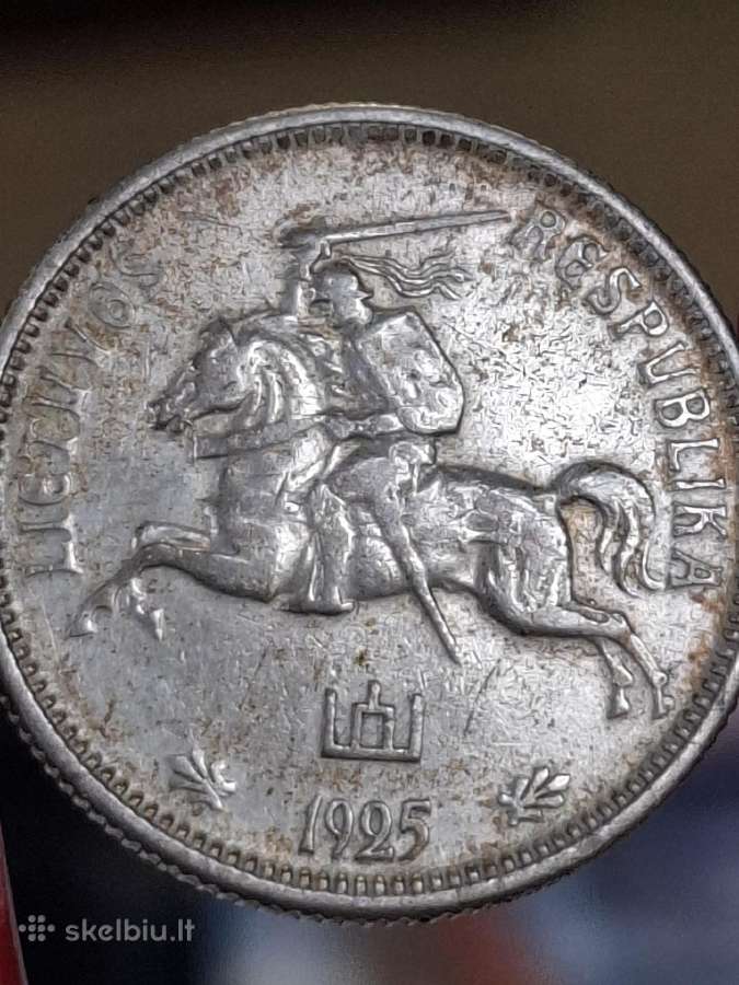 Sidabriniai du litai 1925 Lietuva - nuotraukos Nr. 2