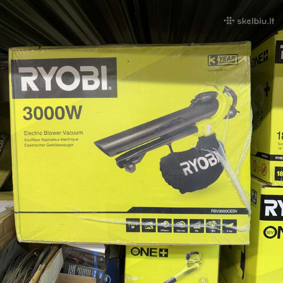Elektrinis lapų siurblys Ryobi Rbv3000cesv, 3000w - nuotraukos Nr. 2