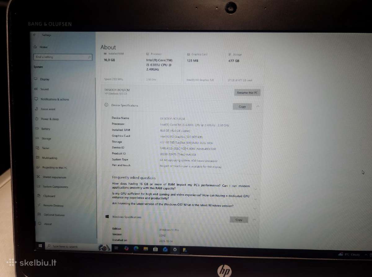 Hp Elitebook 820 G3 + Docking + nauja baterija - nuotraukos Nr. 4