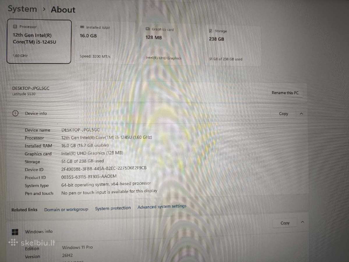 Latitude 5530 15.6 Fhd Ips i5-1245u 16gb 256gb 30% - nuotraukos Nr. 5