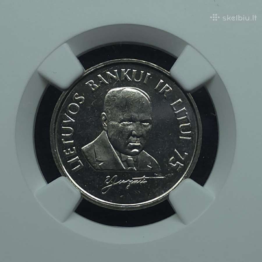 1 litas 1997 m. Ngc Ms 63 Lietuvos bankui 75 - nuotraukos Nr. 3