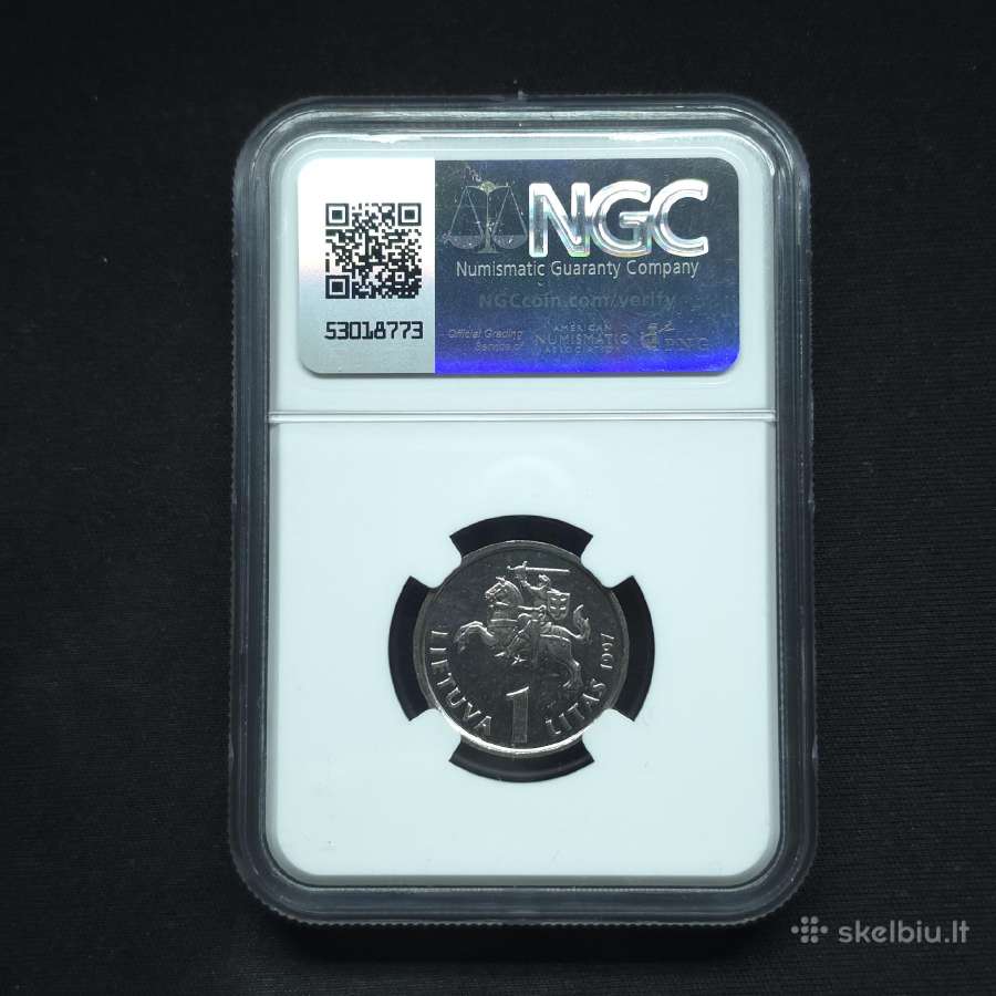 1 litas 1997 m. Ngc Ms 63 Lietuvos bankui 75 - nuotraukos Nr. 4