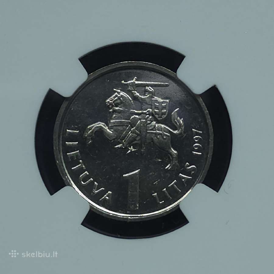 1 litas 1997 m. Ngc Ms 63 Lietuvos bankui 75 - nuotraukos Nr. 6