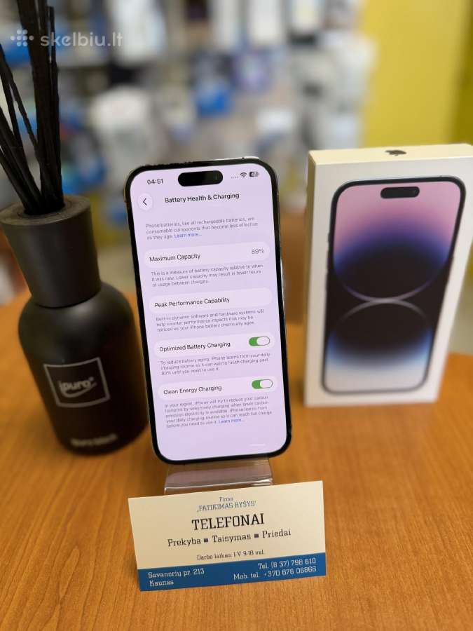 iPhone 14pro 128gb Purple Su Garantija - nuotraukos Nr. 3