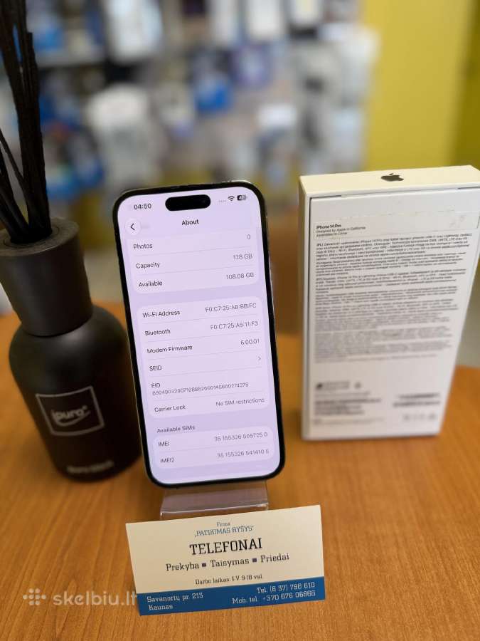 iPhone 14pro 128gb Purple Su Garantija - nuotraukos Nr. 4