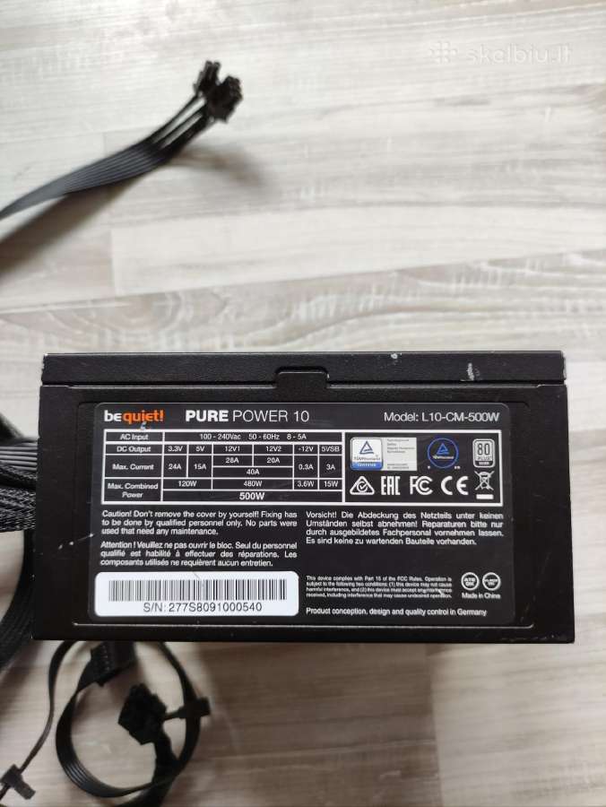 Maitinimo blokas Psu Be quiet! 500w modulinis - nuotraukos Nr. 3