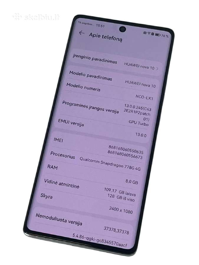 Huawei Nova 10 (Ekspo) + 6 mėn. garantija - nuotraukos Nr. 3