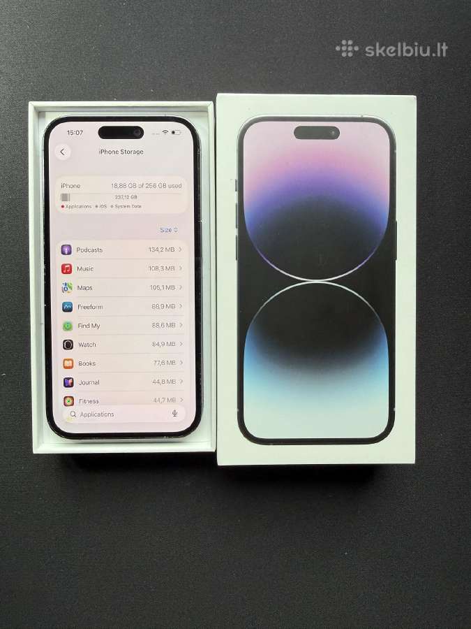 iPhone 14 Pro, 256gb (Deep Purple) – 100% Baterija - nuotraukos Nr. 4