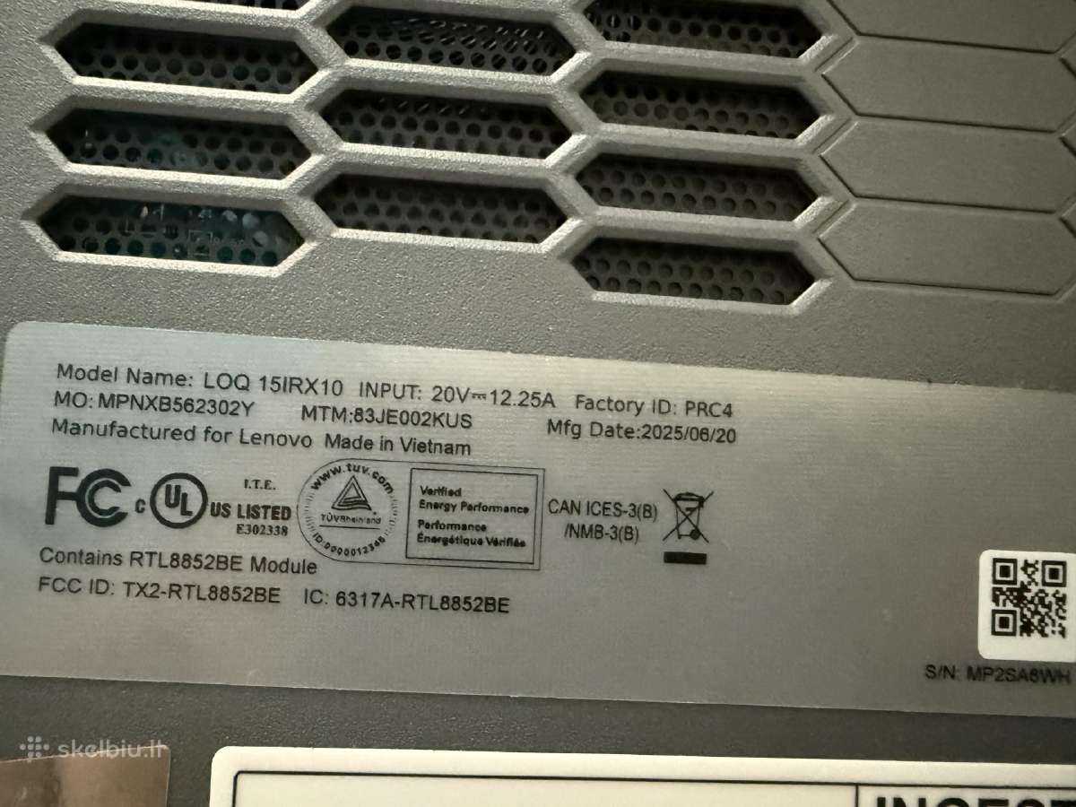 Lenovo Loq 15 Rtx 5050 - nuotraukos Nr. 9