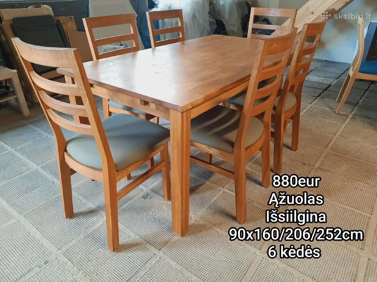 Ąžuolinis stalas +6 kėdės iš Danijos - nuotraukos Nr. 2