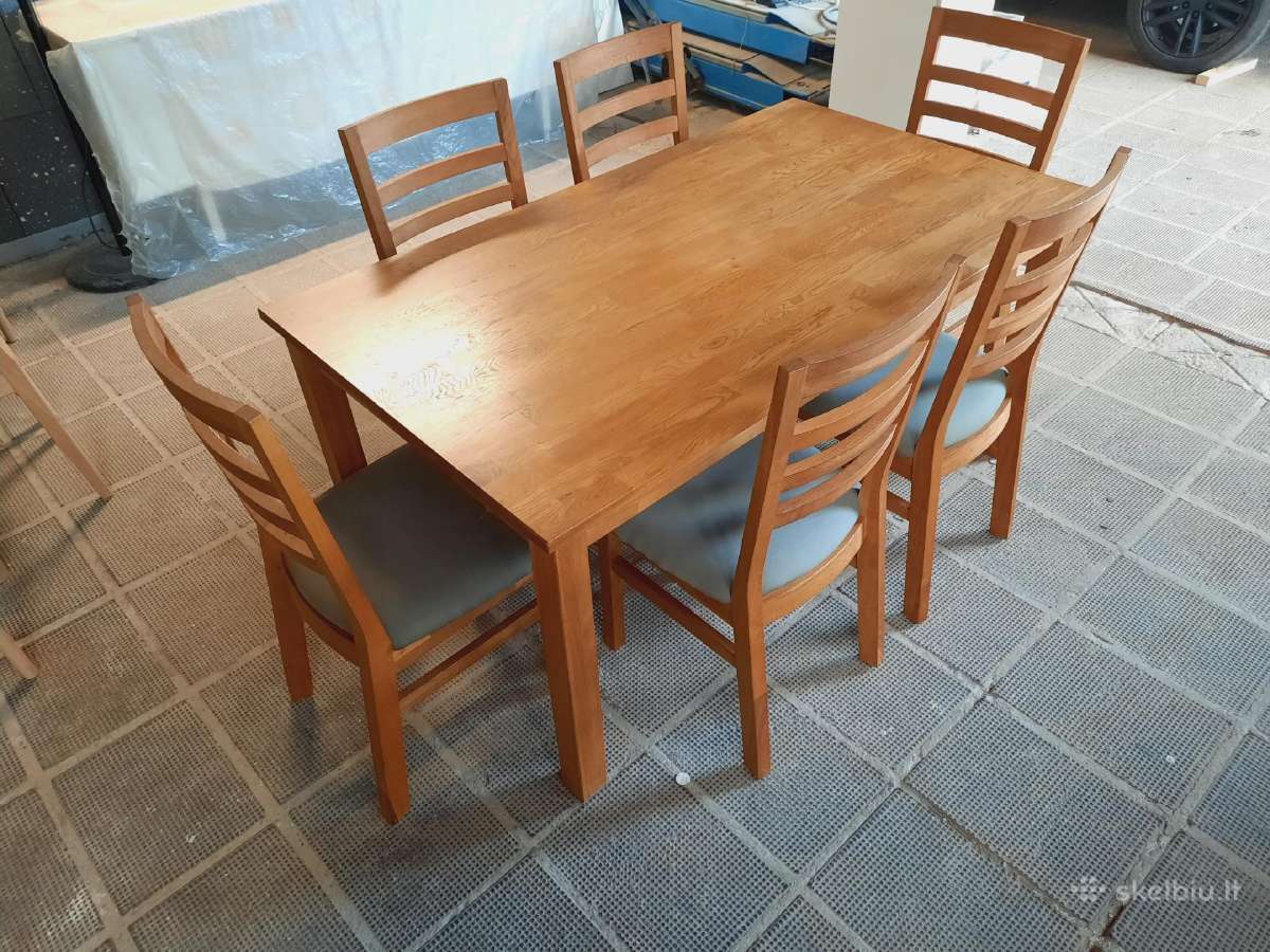 Ąžuolinis stalas +6 kėdės iš Danijos - nuotraukos Nr. 6