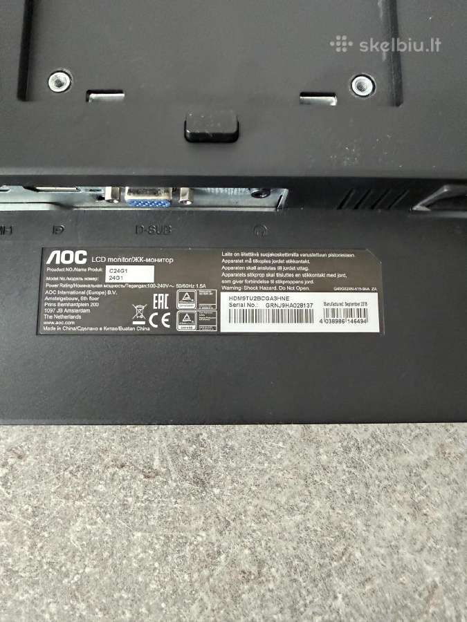 Monitorius Aoc C24g1 24", Fhd 1080p, 144hz lenktas - nuotraukos Nr. 2