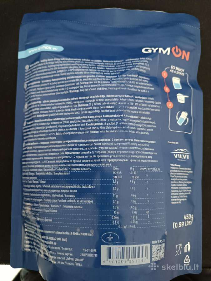 Išrūgų baltymai braškių skonio 450g - nuotraukos Nr. 2