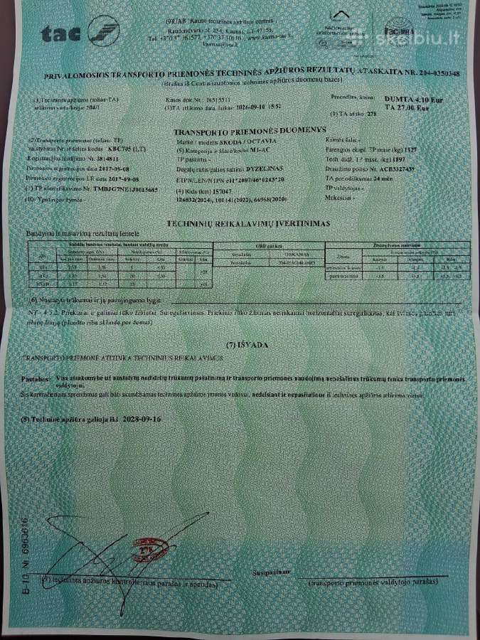 Skoda Oktavia 1,6 l, universalas - nuotraukos Nr. 14