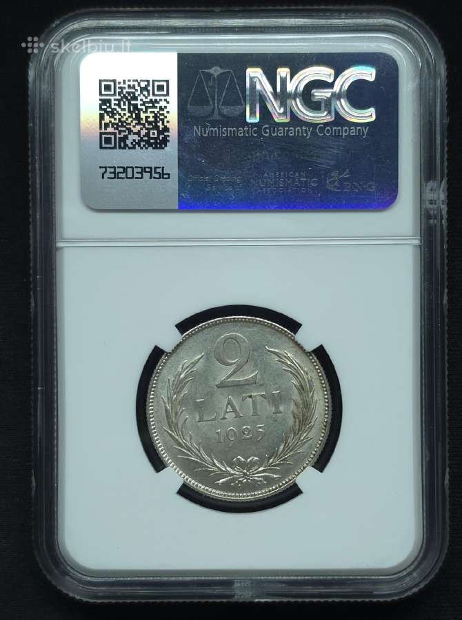 2 latai 1925 m. Ngc Ms 62 Latvija sidabras - nuotraukos Nr. 5