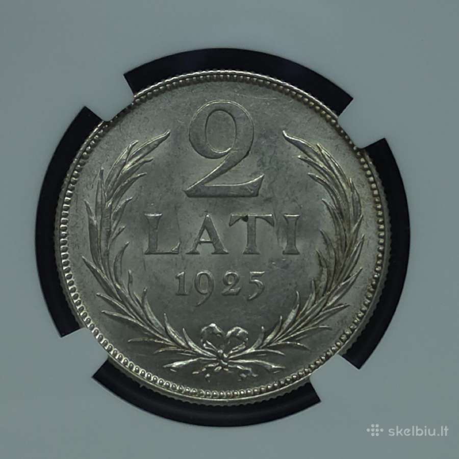 2 latai 1925 m. Ngc Ms 62 Latvija sidabras - nuotraukos Nr. 6