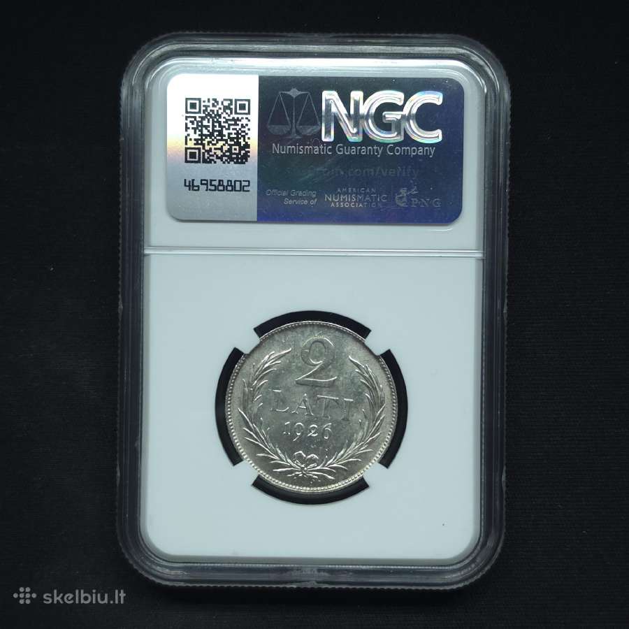 2 latai 1926 m. Ngc Ms 62 Latvija sidabras - nuotraukos Nr. 4