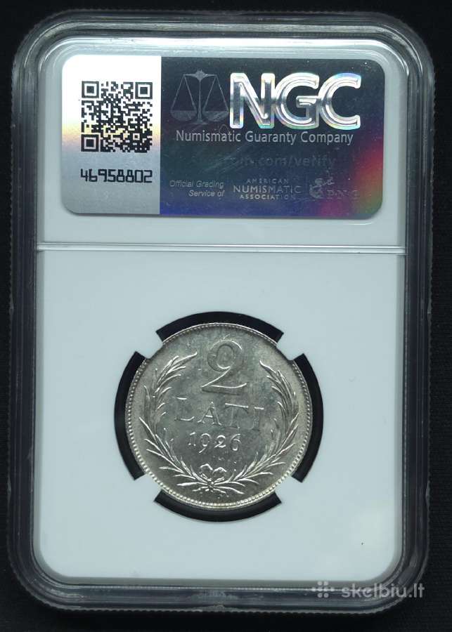 2 latai 1926 m. Ngc Ms 62 Latvija sidabras - nuotraukos Nr. 5