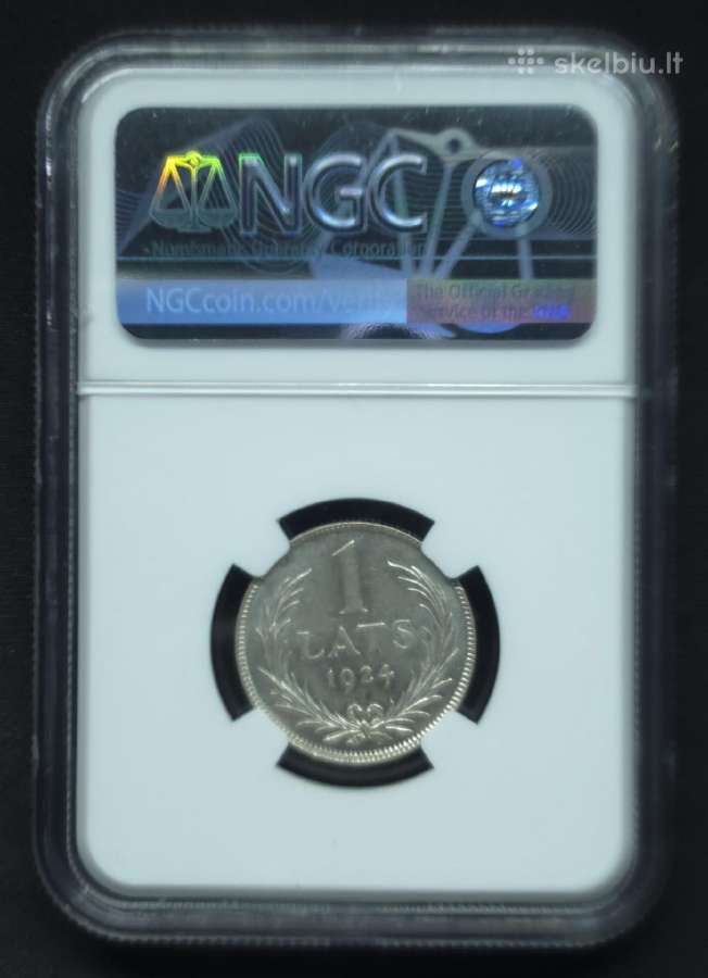1 latas 1924 m. Ngc Ms 63 Latvija sidabras - nuotraukos Nr. 5