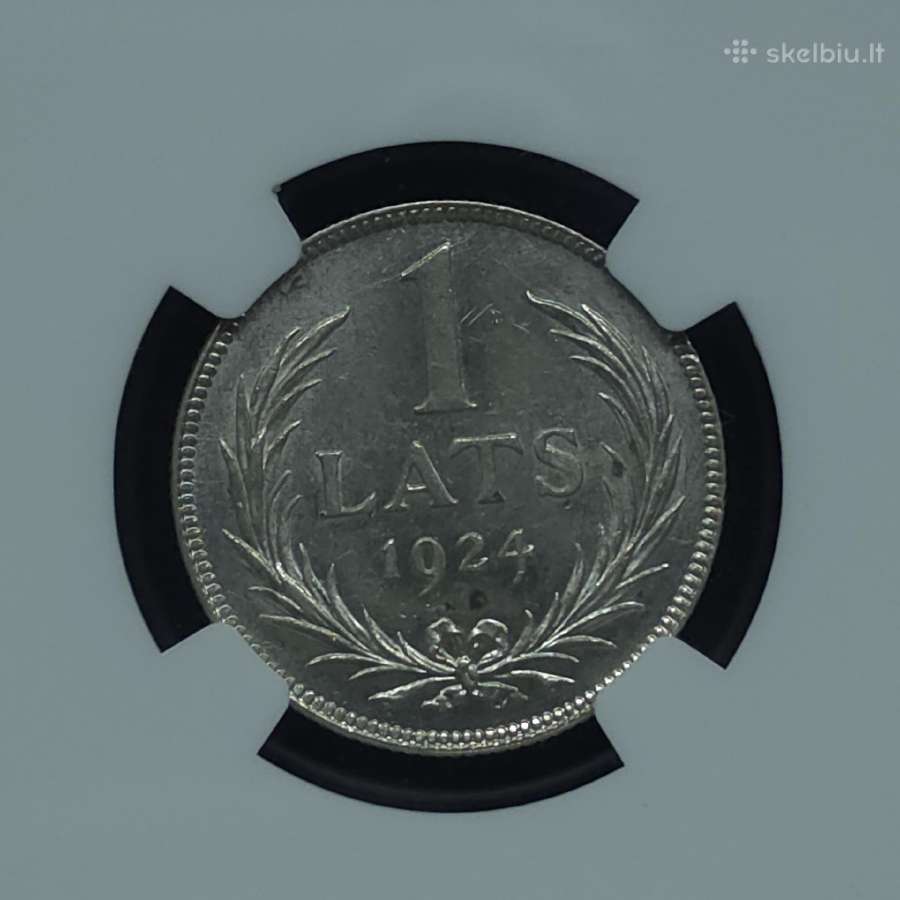 1 latas 1924 m. Ngc Ms 63 Latvija sidabras - nuotraukos Nr. 6