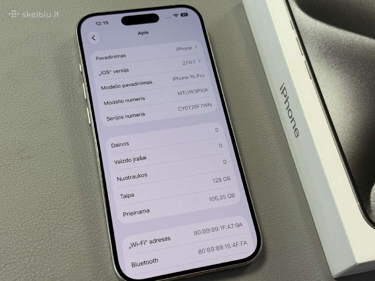 iPhone 15 Pro labai geros būklės su gera baterija - nuotraukos Nr. 7