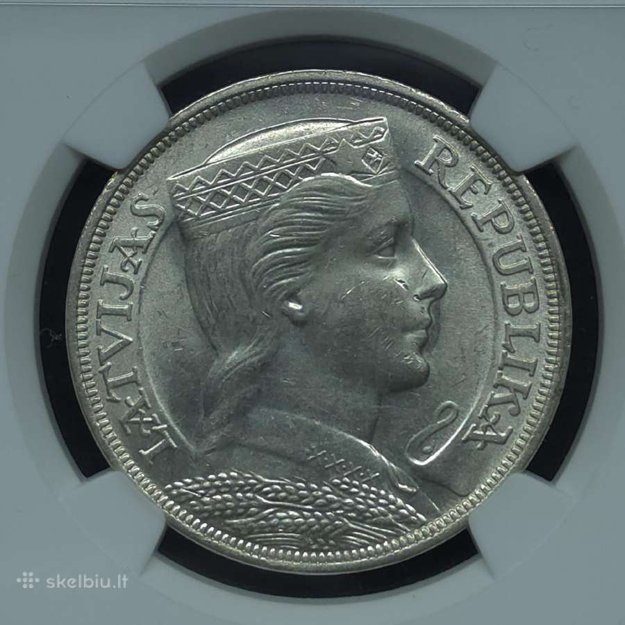 5 latai 1931 m. Ngc Ms 62 Latvija sidabras - nuotraukos Nr. 3