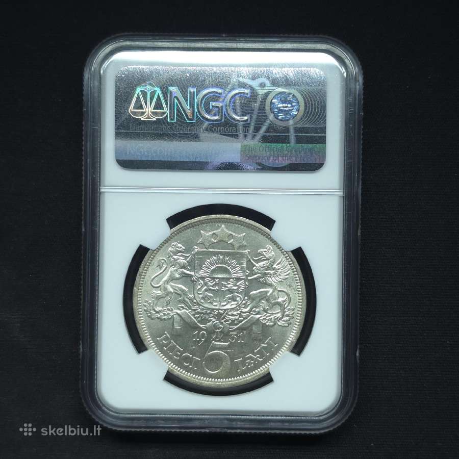 5 latai 1931 m. Ngc Ms 62 Latvija sidabras - nuotraukos Nr. 4