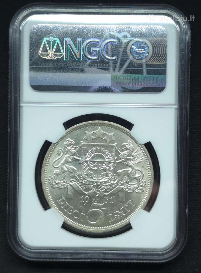 5 latai 1931 m. Ngc Ms 62 Latvija sidabras - nuotraukos Nr. 5