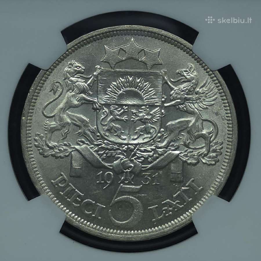 5 latai 1931 m. Ngc Ms 62 Latvija sidabras - nuotraukos Nr. 6
