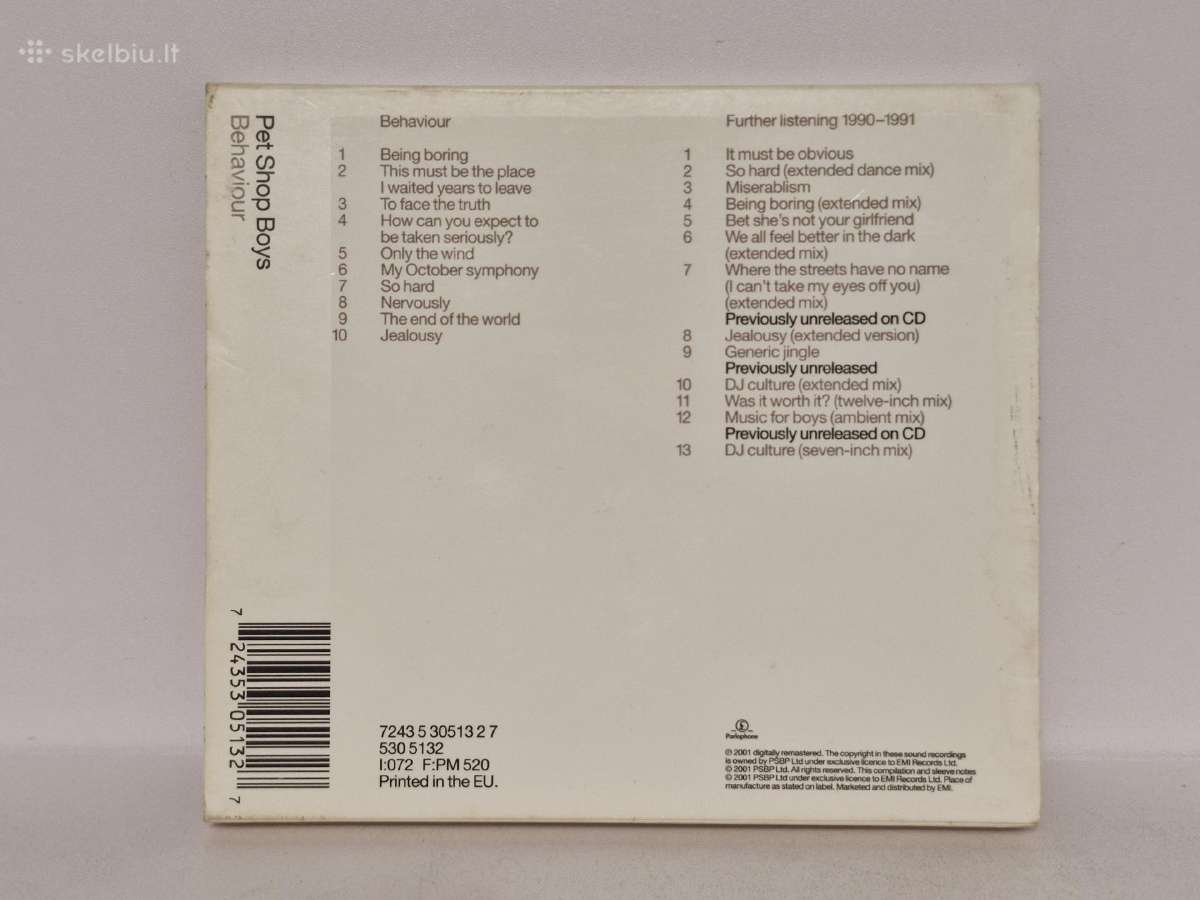 Audio 2cd Pet Shop Boys – Behaviour / Further List - nuotraukos Nr. 13