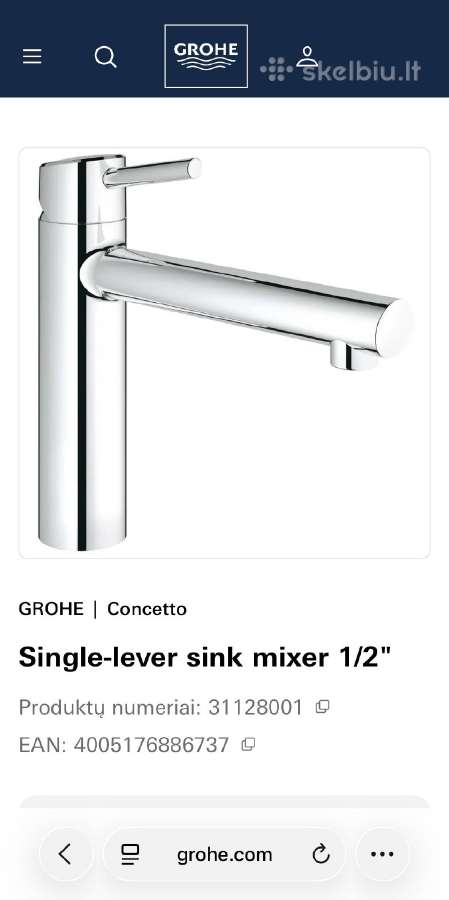 Maišytuvas Grohe Concetto 31128001 Praustuvei - nuotraukos Nr. 2