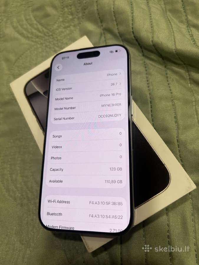 iPhone 16 pro 128gb 10/10 - nuotraukos Nr. 3