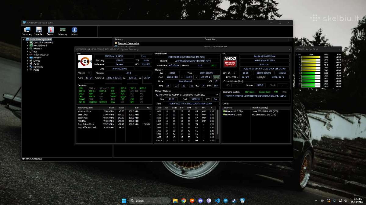 Ryzen 9 5900x 32gb 3600mhz 2tb Rx 6800 16gb - nuotraukos Nr. 6
