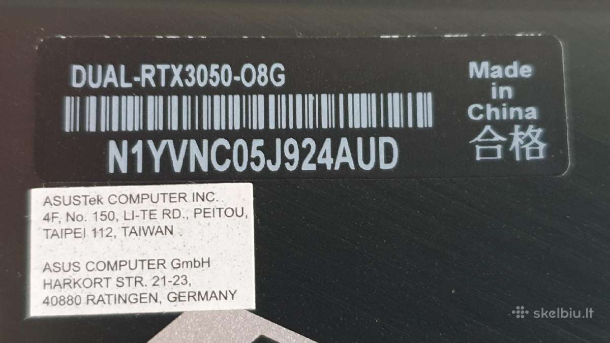 Asus Dual Rtx 3050 Oc 8gb - nuotraukos Nr. 9