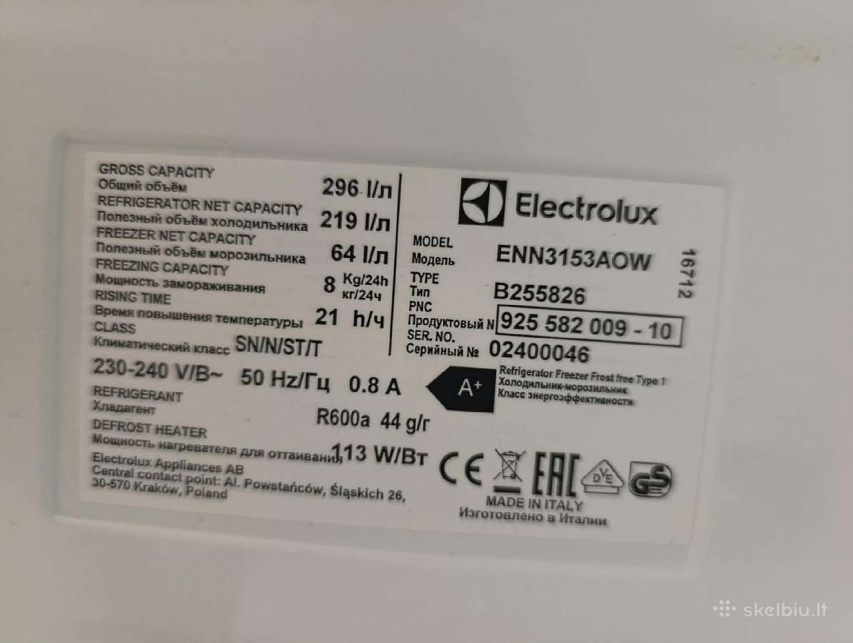 Electrolux Enn3153aow įmontuojamas šaldytuvas - nuotraukos Nr. 3