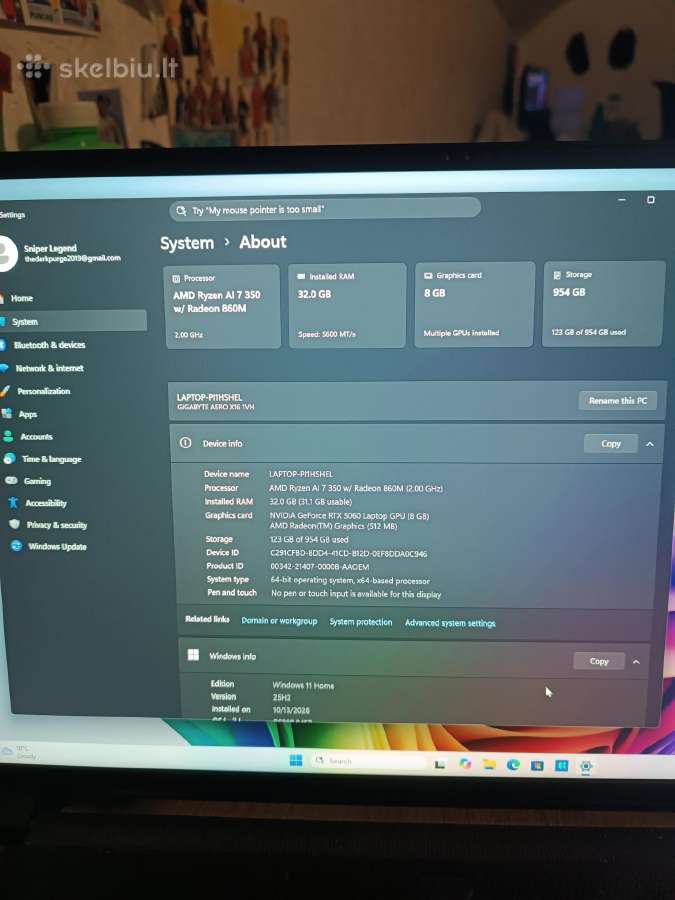 Gigabyte Aero x16 - nuotraukos Nr. 3