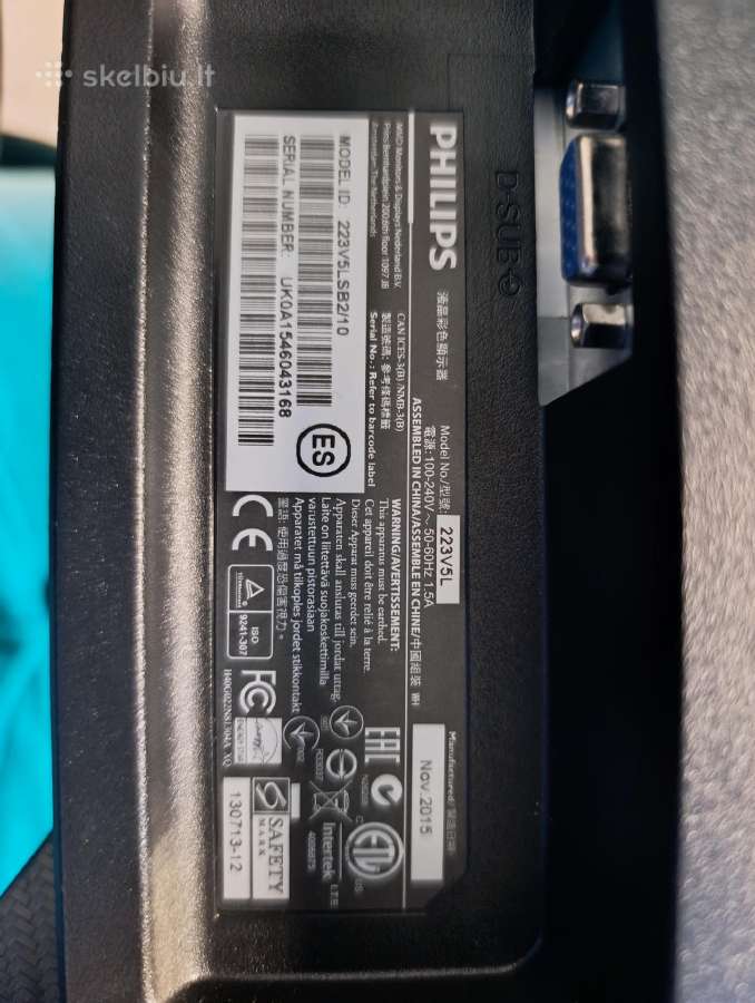 Parduodu Philips Phl 223v5 monitorių - nuotraukos Nr. 3