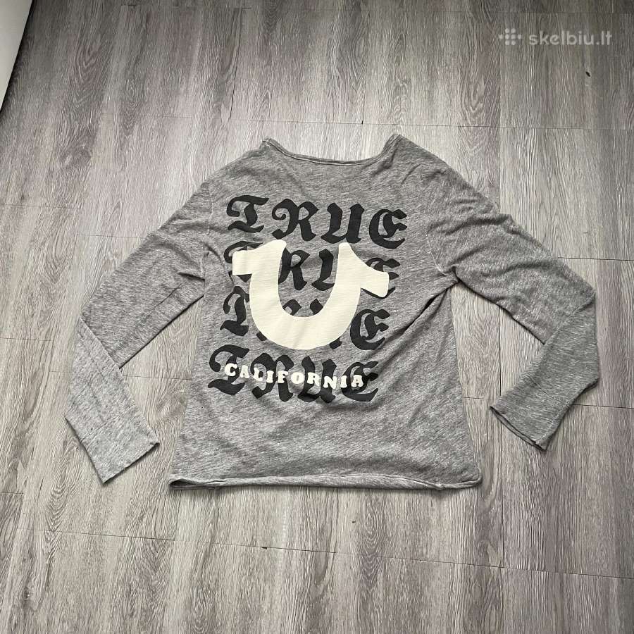 True Religion pilkas ilgarankovis megztinis - nuotraukos Nr. 4
